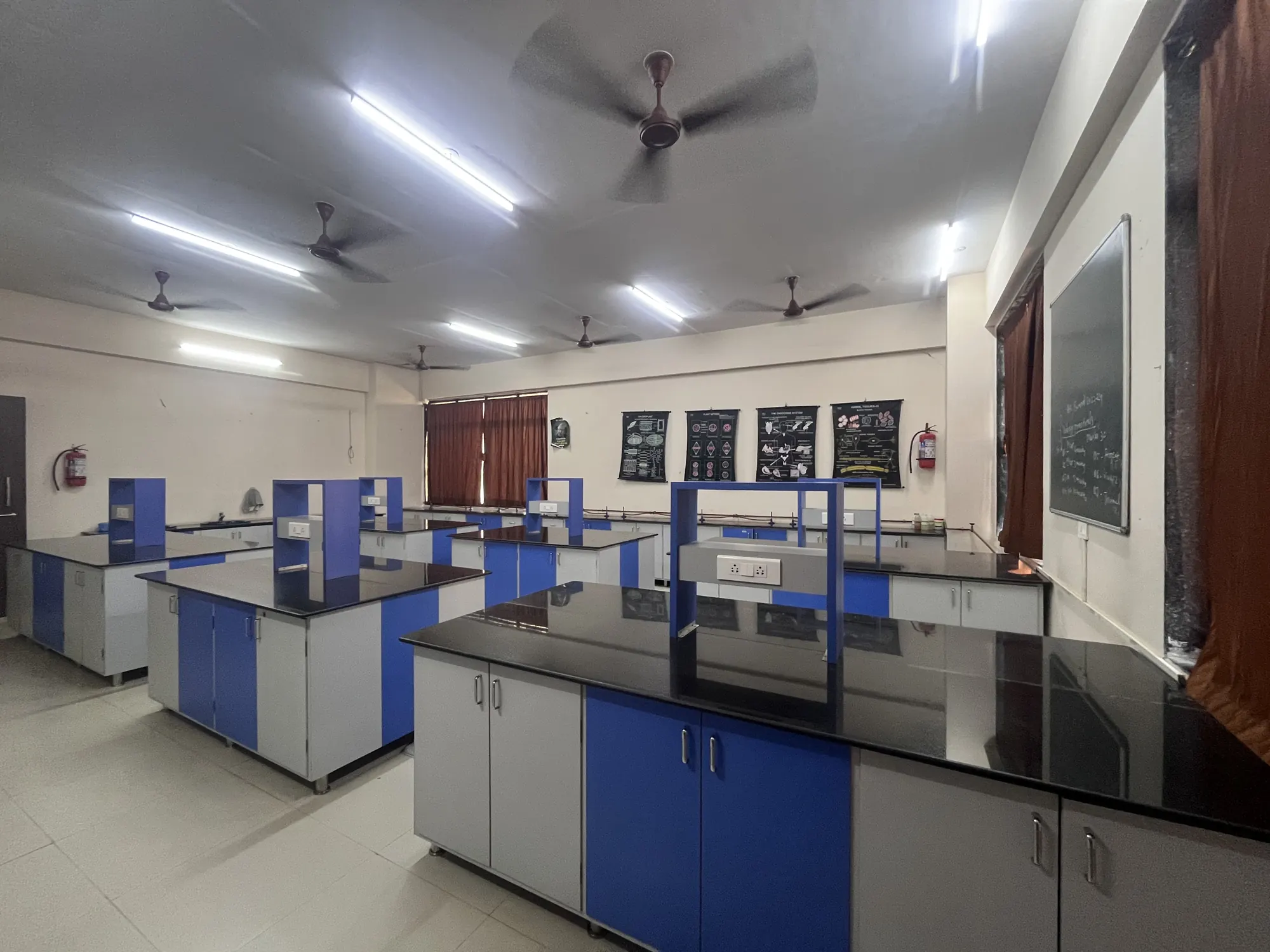 The science laboratory with lab benches